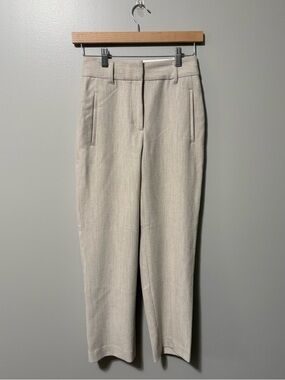 Wilfred High Rise Crop Linen Look Tailored Beige Pant